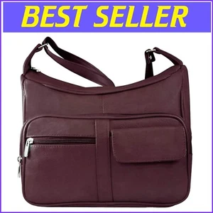 Medium Leather Handbag with Built-in Wallet - Stylish Ladies Organizer Bag - Picture 1 of 11