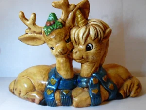 Vintage Reindeer and Unicorn Woodland Christmas Figurine - Bild 1 von 6
