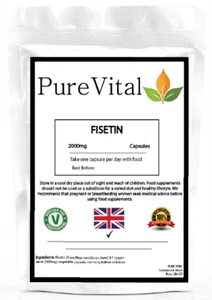 Fisetin 2000mg Capsules | Antioxidant & Cellular Health Support | PureVital - Picture 1 of 2