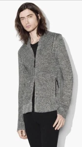 998 $ John Varvatos Collection Cardigan mit Reißverschluss Large Leinen grau - Bild 1 von 14
