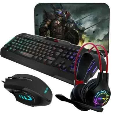 Gaming 4 in 1 keyboard, Headset, Mouse, Mat Starter Pack Set PC Console Kane Pro - Image 1 of 4