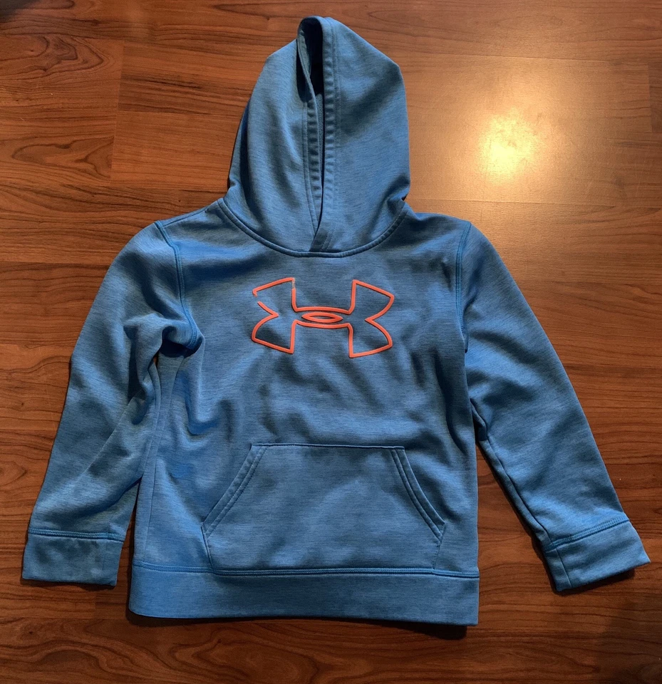 男孩 Under Armour 连帽衫蓝色和橙色 7 码 — 第 1/4 张图片