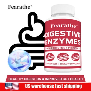 Gut Health Supplements - Digestive Enzymes, Bloating Relief 120 Caps - US - Picture 1 of 13