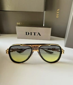 DITA GRAND DECADE DTS460-A-01 Yellow Gold Yellow Grey Lens Sunglasses Authentic - Picture 1 of 13