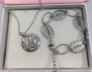 Alexa's Angels Silver Toned Inspirational Peace Bracelet and Dream Necklace - Picture 1 of 7