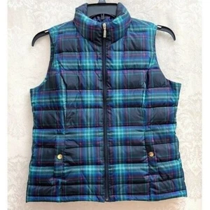 Charter Club Women’s Plaid Quilted Puffer Vest Size S EUC Front Zip 2 Pockets - Picture 1 of 5