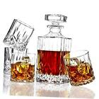 LIDOMC 5PC Italian Craftd Glass Whisky Dcantr & Whisky Glasss St, Crystal 