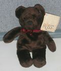 New Vintage Russ Berrie Plush Luv Pets TIDBIT Dark Brown Bear #3477 NWT 8"