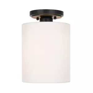 Cresswell 10.5 in. 1-Light Satin Black Modern Flush Mount - 24062-000 (OB) - Picture 1 of 8
