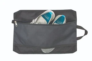 Ripstop Shoe Travel Bag Black Portable Sneaker Storage Pouch w/ Zipper & Handle - Picture 1 of 2
