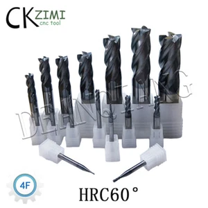 HRC60° 1mm - 20mm Recubierto TiAlN 4 Flautas CNC Fresadora de Extremo Taladro de Ranura de Acero de Tungsteno - Imagen 1 de 19