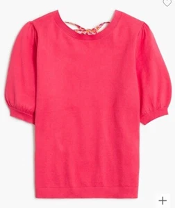 J.Crew Puff short sleeve tieback sweater coral with small floral small - Picture 1 of 5