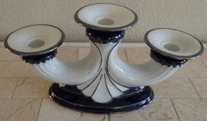 CANDELA VINTAGE A TRE LUCI BLU BIANCO HUTSCHENREUTHER HOUTEBERG GERMANIA 1939 - Foto 1 di 5