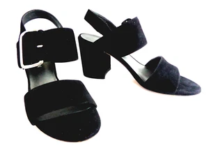 Sandalias STUART WEITZMAN 9,5 M Negras Gamuza Cuero Tacón Alto ESPAÑA - Imagen 1 de 12
