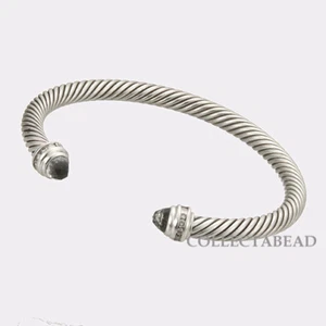 Authentic David Yurman Silver 5MM Cable Prasiolite & Diamond Cuff Bangle - Picture 1 of 1