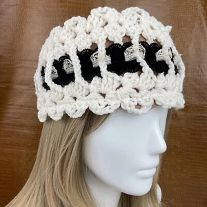 Handmade one of a kind chunky knit 100% cashmere lined ear warmer headband - Picture 1 of 11