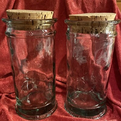8" Thick Vintage Glass Jar W/ Cork Lid - Image 1 of 4