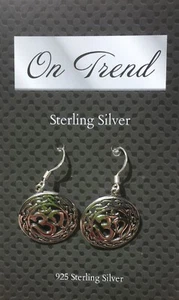 925 Sterling Silver Earrings Om Beautiful Earrings New On Card - Picture 1 of 1