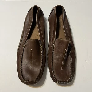 Clarks England Brown Leather Slip-On Driving Loafers Mens Sz 12M - Picture 1 of 14