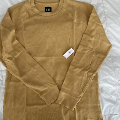 NUEVO CON ETIQUETAS Gap Pullover Hombres M Manga Larga Waffle Cuello Redondo Algodón Camiseta Foto 1 de 2