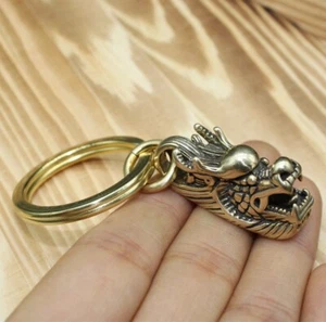 2er Pack Messing Drache Schlüsselanhänger Schlüsselringe Tasche Brieftasche Anhänger Key Chain Halter - Bild 1 von 7