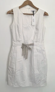 CALVIN KLEIN Sz 10 Ivory Cotton Fully Lined Sleeveless Dress RRP $99 - NEW - Picture 1 of 6