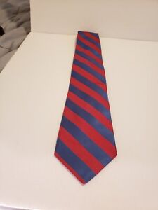 Tommy Hilfiger Men's Red Blue Stripped Silk Tie 58"