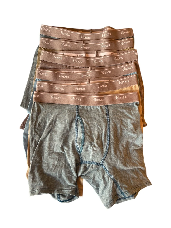 Hanes Underwear Boys Large Boxer Briefs 6 Pairs Cotton Blend.  063.  - Image 1 of 3