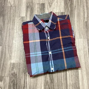 J. CREW Tartan Blue & Burgundy Plaid Casual Button Down Shirt Men's Size M 40 - Picture 1 of 9