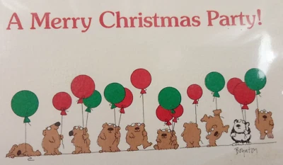 Vtg Sandra Boynton Merry Christmas 16 Party Invitations Recycled Paper 1980s - B - Image 1 of 4