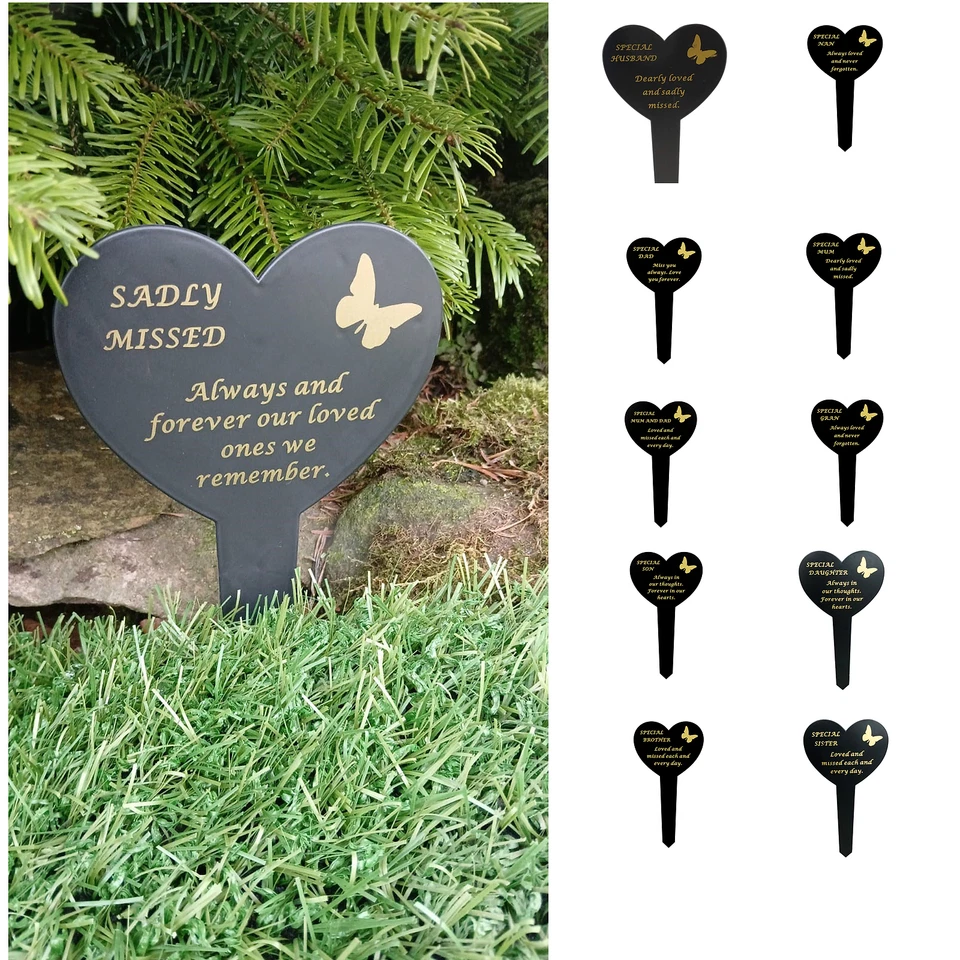 Grave Memorial Heart Stake Spike Ornament Crem Graveside Plastic Loving Memory - Image 1 of 1