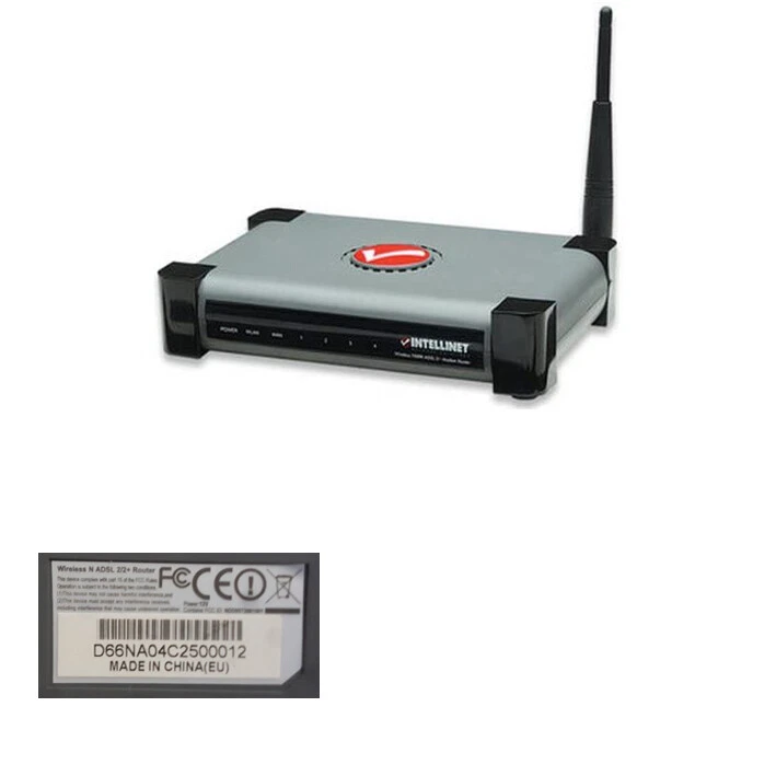 Wireless 300N ADSL2+ Modem Router with 4-Port Switch, Intellinet - Immagine 1 di 1