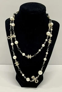 Chanel CC Crystals Faux Pearls and Black Beads Long Necklace - 100% Authentic - Picture 1 of 16