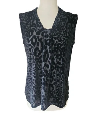 Blusa sin mangas Dana Buchman Terciopelo Burnout Whimsigoth Mujer Grande Negra Trabajo Foto 1 de 4
