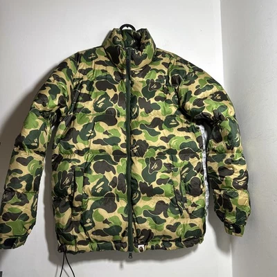 OG Bape a bathing ape Puffer Jacket/Coat all over camo downs size small  - Image 1 of 4