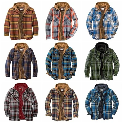 ⭐Herren Plaid Arbeitsjacke Lumberjack Warm Hoodie Kapuze Holzfällerhemd Karohemd - Bild 1 von 4