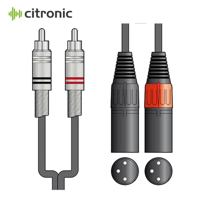 Citronic Twin 2 x RCA Plugs to 2 x XLR Male Cable 1.5m/3m - Image 1 of 2