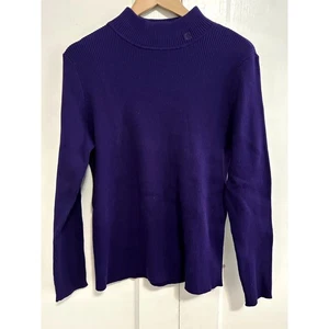 Pullover morado vintage de cuello alto acanalado talla M de Lauren Ralph Lauren para mujer - Imagen 1 de 7