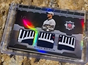 Ryan Braun 1/1 2009 Tops Triple Threads All Star Triple Patch Platinum Milwakee - Picture 1 of 6