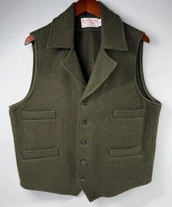 Filson Mackinaw Utility Vest 100% Wool Green USA Mens Size XL - Picture 1 of 9