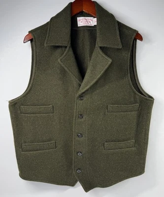 Filson Mackinaw Utility Vest 100% Wool Green USA Mens Size XL - Image 1 of 4