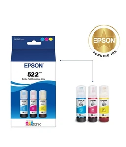 Epson 522 EcoTank Color CMY Butelki z atramentem 3-pak Duża pojemność T522520-S OEM NOWE - Zdjęcie 1 z 2