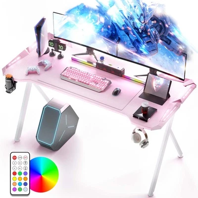 Gaming Desk Gaming Table 120x60cm Gamer Computer Table Ergonomic Pink - Image 1 of 4