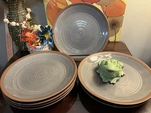 "Platos de cena de gres Colby Food Network 4 esmalte marrón gris 11"" (2 juegos disponibles)" - Imagen 1 de 9