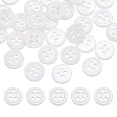 26Pcs Natural Shell Buttons,9mm 4 Holes Pearl Button,Glossy white - Image 1 of 4
