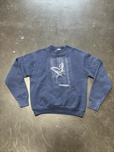 Vintage 1989 Folkens Green Peace Dolphin Blue Crew Neck Sweatshirt USA Sweater L - Picture 1 of 10