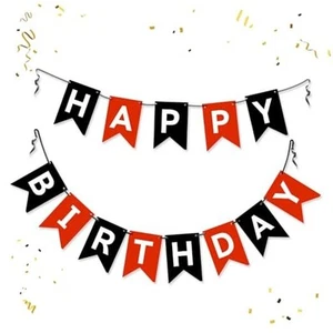 Happy Birthday Banner Sign,Happy Birthday Decorations Black and Red Birthday - Picture 1 of 8