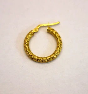 (1) Pendiente de aro tejido canasta de monedas Roberto oro amarillo de 18 k aro redondo a presión - Imagen 1 de 5