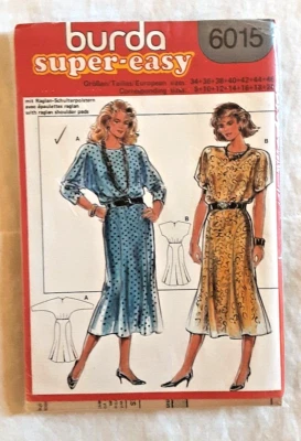 Vintage Sewing Pattern Burda 6015 Misses' Dress in 2 Versions 8-20 Complete - Image 1 of 2