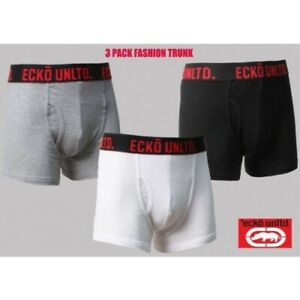 Ecko Unltd Boxers Trunks Mens Shorts 3 Pack Multi Colours Black Grey Navy
